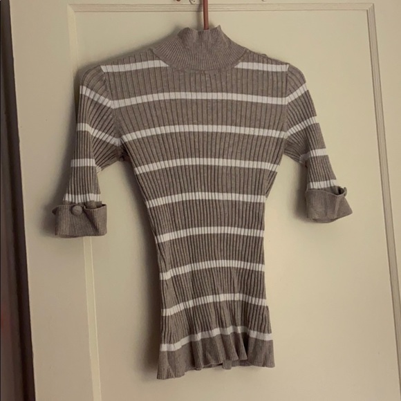 INC gray and white striped turtleneck shirt sz: M - Picture 1 of 6